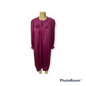 Lorraine Made in USA Nightgown Robe Set Medium Nylon Sheer Color Purple New